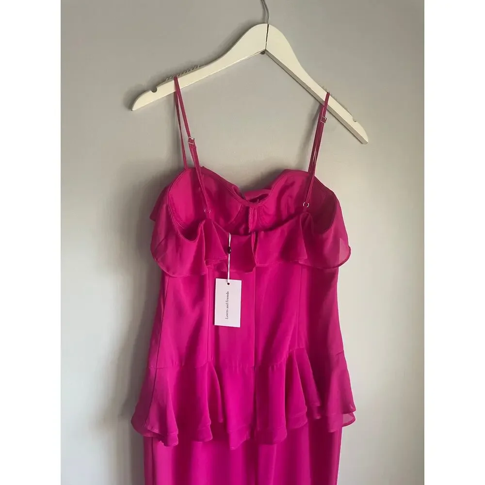 Lover's & Friends Melissa Gown MWT Magenta Pink size Medium Ruffle Wedding